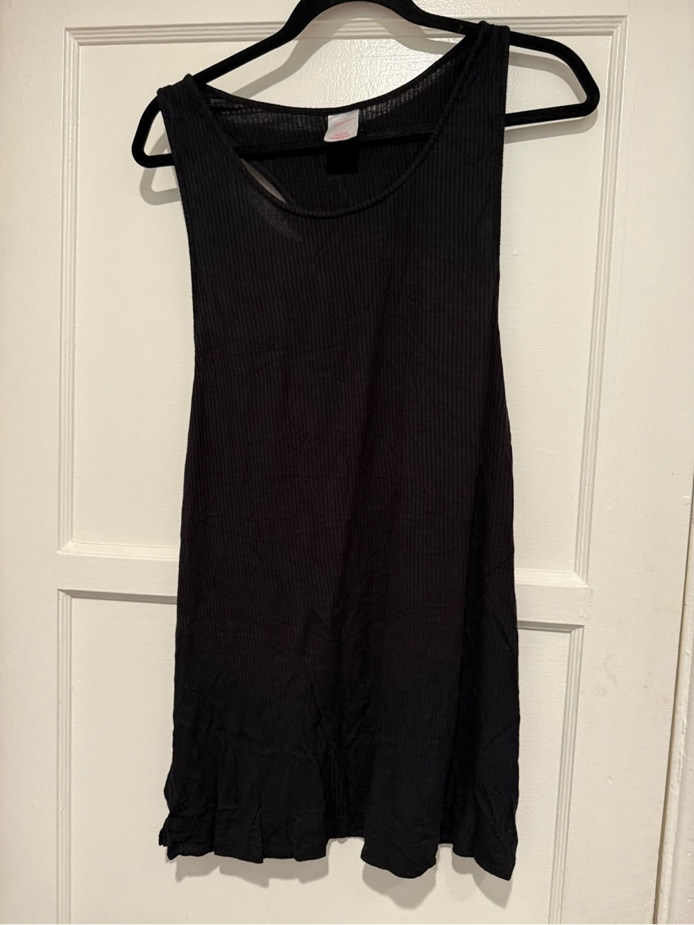 Black Ribbed Swim Coverup Tank